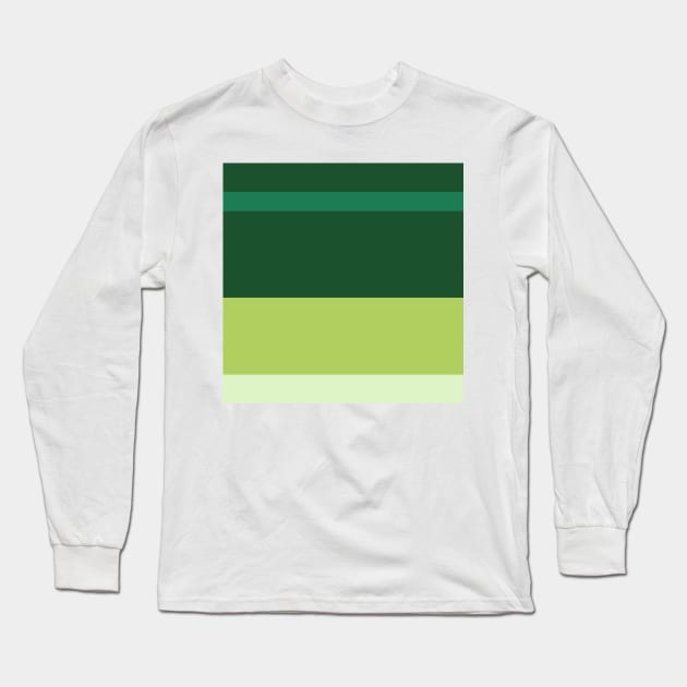 A splendid tranquility of Salem, Seafoam Blue, Tea Green, Cal Poly Pomona Green and June Bud stripes. Long Sleeve T-Shirt by Sociable Stripes